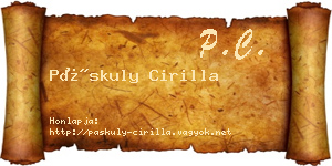 Páskuly Cirilla névjegykártya